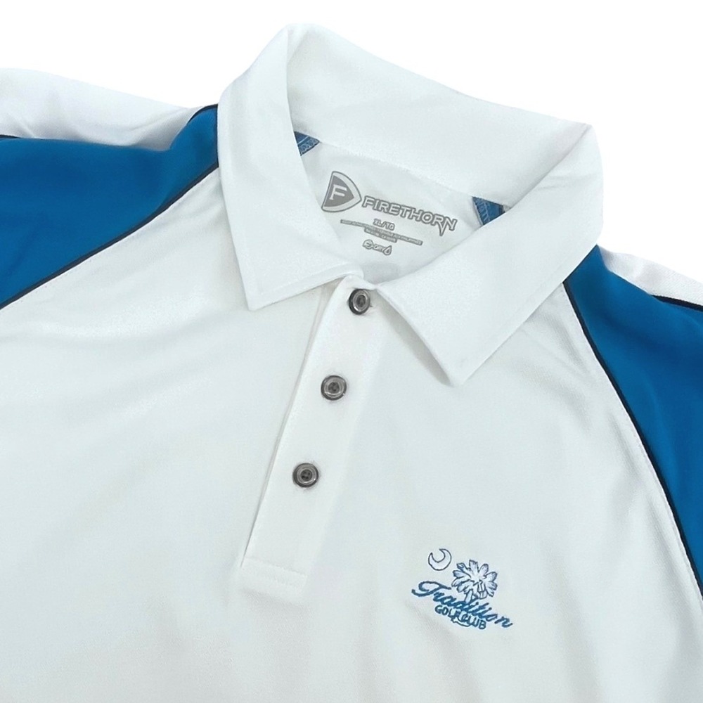 Firethorn Polo Shirt Mens‎ XL White Blue F-Dry Performance Tradition Golf Club